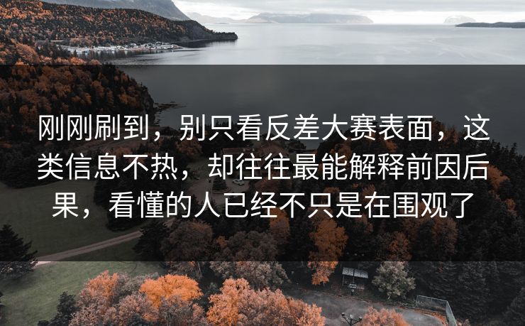 刚刚刷到，别只看反差大赛表面，这类信息不热，却往往最能解释前因后果，看懂的人已经不只是在围观了